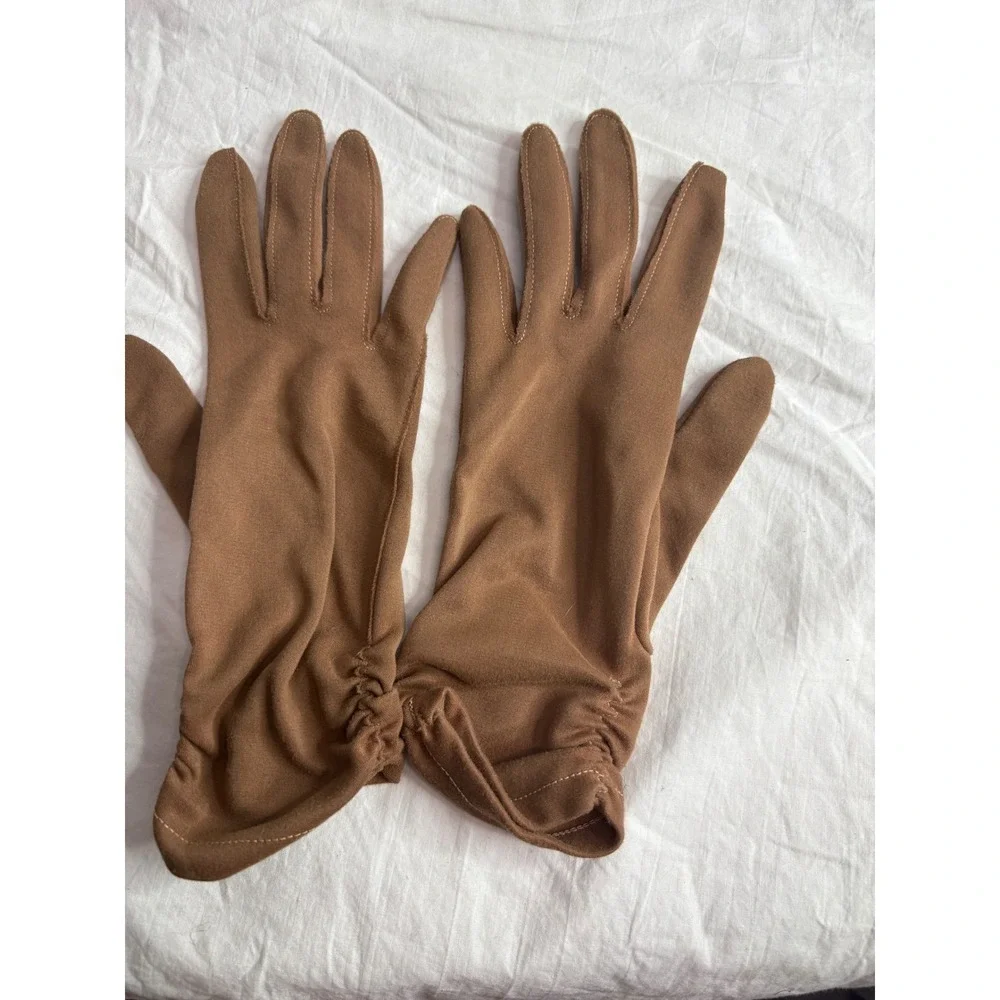 Vintage Tan Suede Gloves Women's Opera Length Elegant Evening Formal